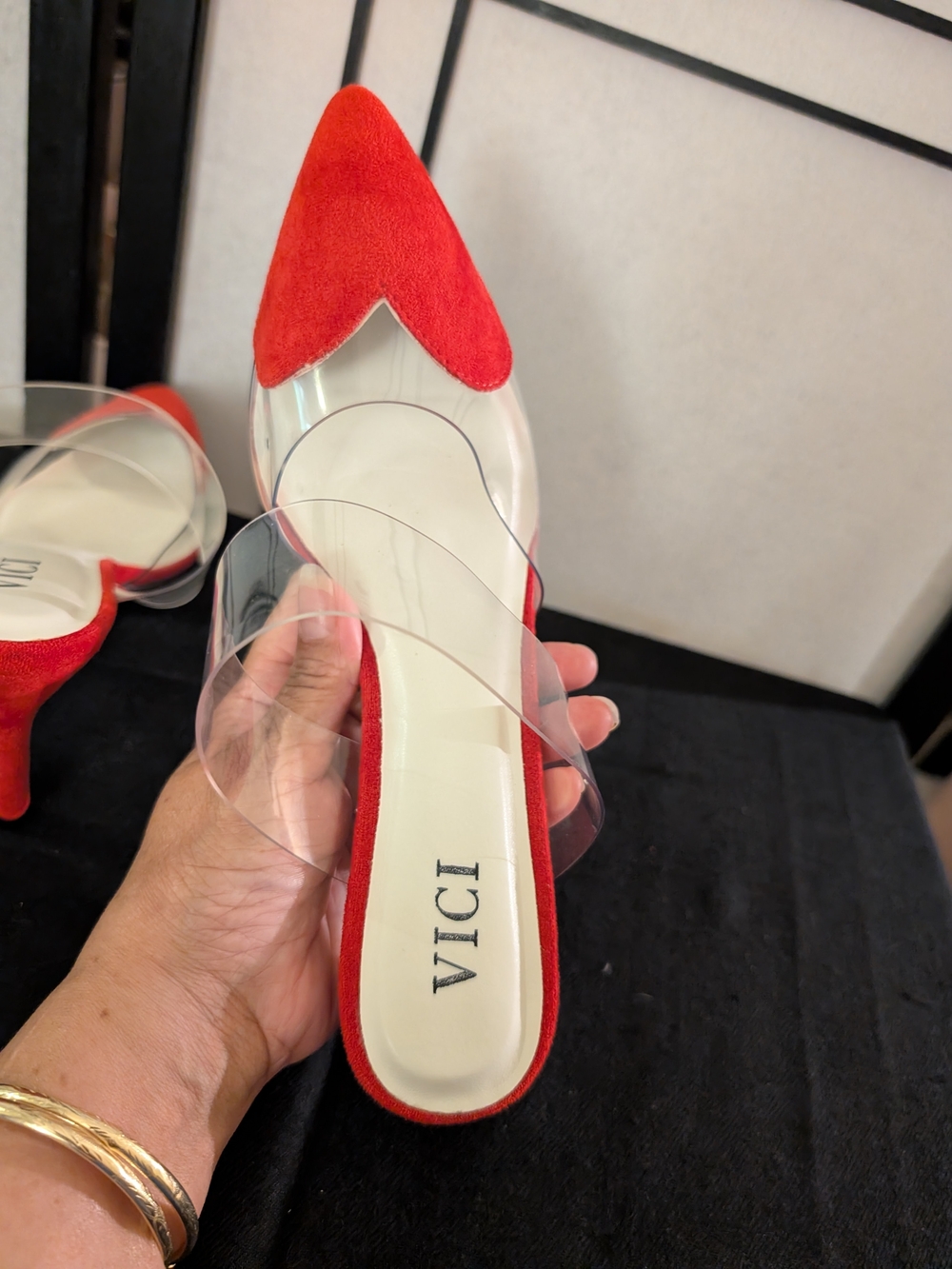 VICI Red Heart-Detail Clear Strap Mules - Picture 10 of 11